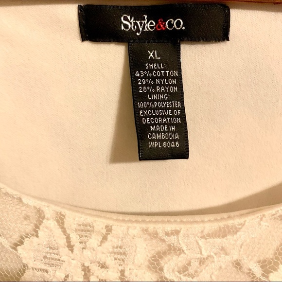 Style & Co. 3/4 Sleeve Cream Lace Top - Picture 4 of 8